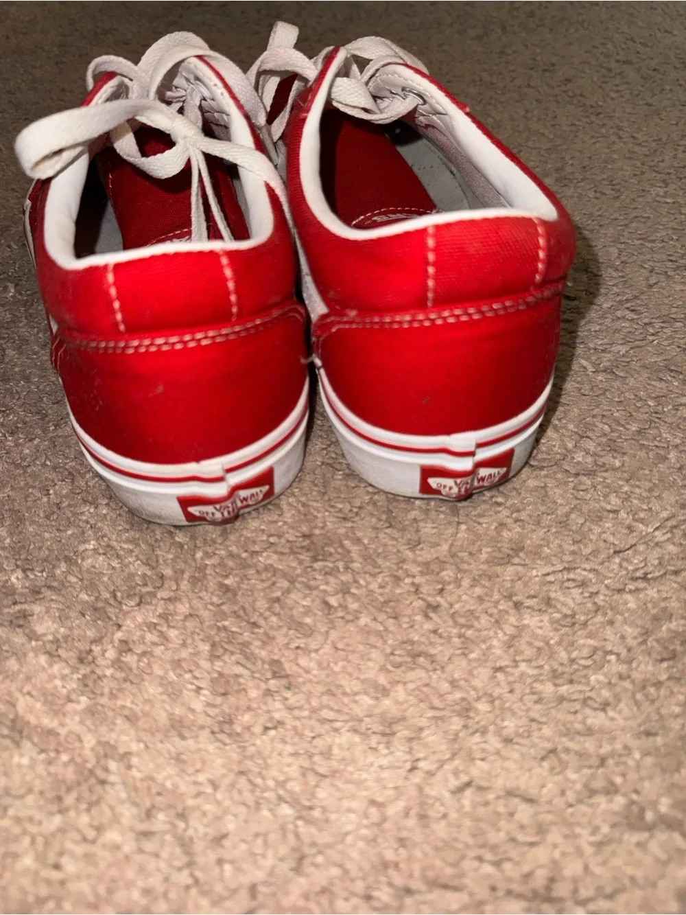 Vans Red and White Old Skool Athletic Shoes